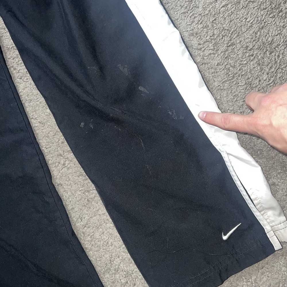 Vintage Y2K Nike Silver Tag Trackpants Woman's L Black White Striped Baggy Leg - Picture 8 of 8